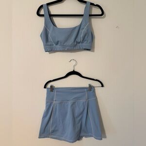 Women’s J.Crew sports bra and tennis skort/skirt with bike shorts set